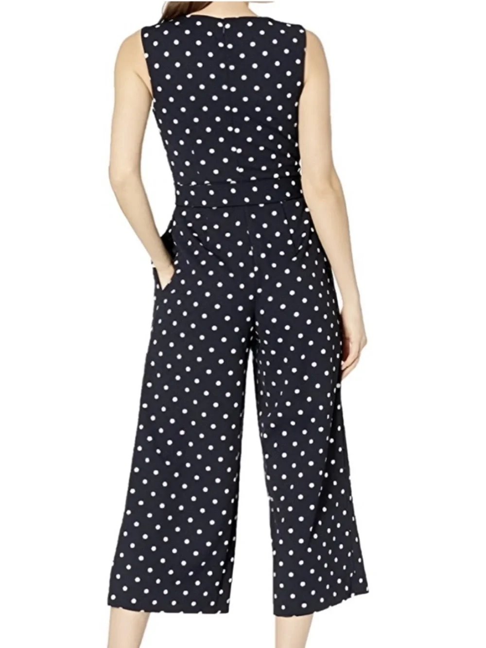 Calvin Klein Navy blue and White Polka Dot sleeveless jumpsuit - Picture 9 of 9
